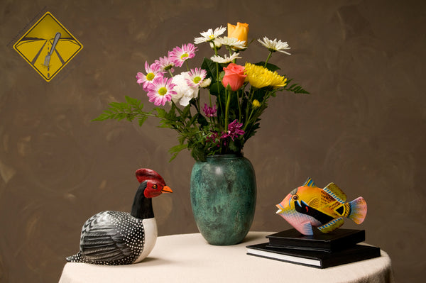 A still life as seen without vision impairment